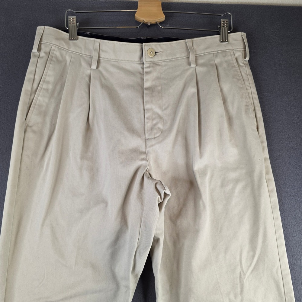 Croft & Barrow Pleated Chino Pants Mens 34x29 Khaki Tan Classic Fit Trousers